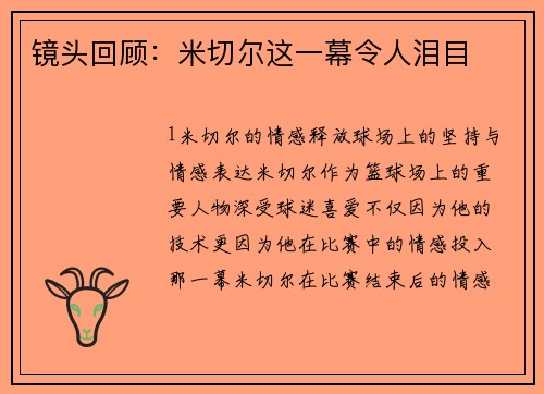 镜头回顾：米切尔这一幕令人泪目